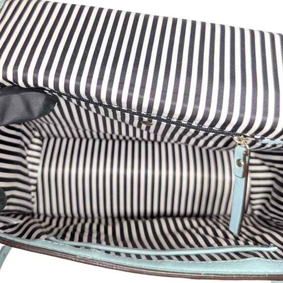 Kate Spade Bright Carlyle Light BlueLeather Turn Lock Flap Satchel Crossbody - Picture 8 of 9